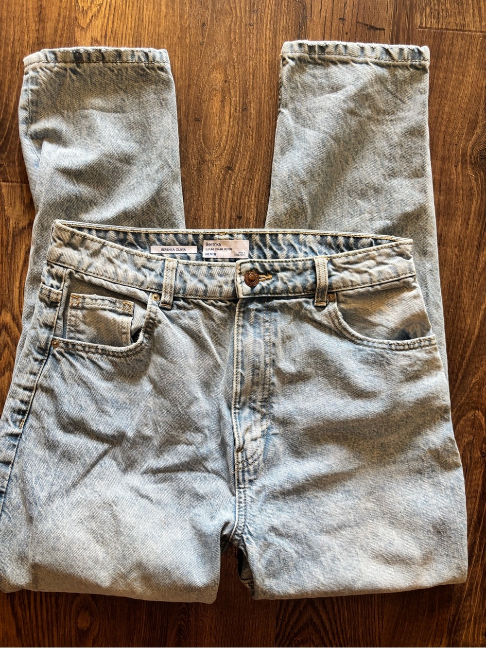 Bershka Women's Light Blue Mom Jeans